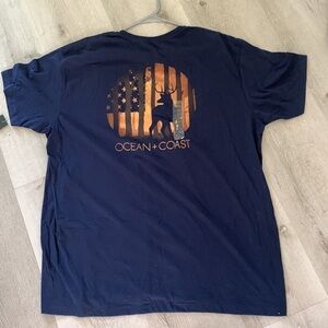 Ocean + Coast Men T-Shirt navy Blue‎ Sz 2XL reindeer print NWT.